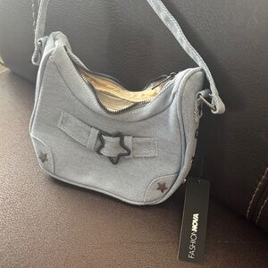 Fashion Nova Light Blue Star Accent Mini Shoulder Bag